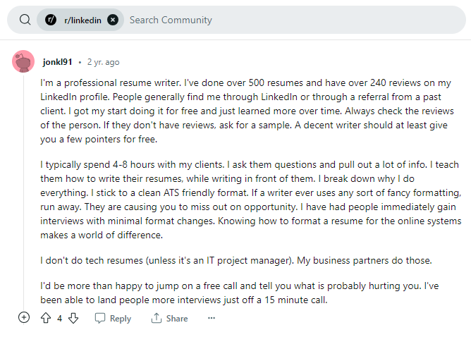 Resume Writing reddit